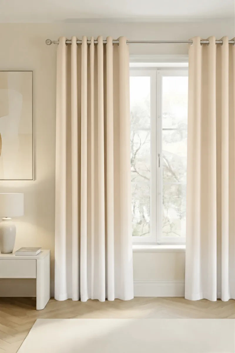 Nude Beige (#E8D6C0) Frosted Ombre Velvet Curtains – Set of 2 Panels