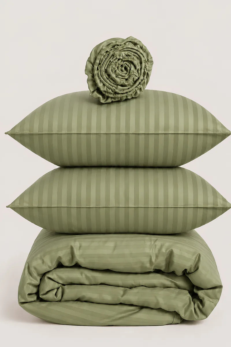 Olive Green Quilt Cover Set (6PCS - King Size)