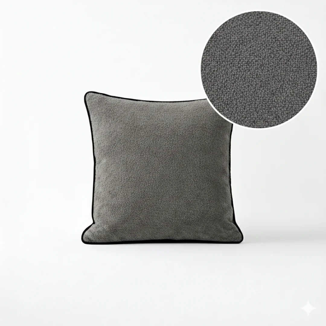Gray Modern Terry Cushion – Soft Texture & Hidden Zip (Pack of 2)