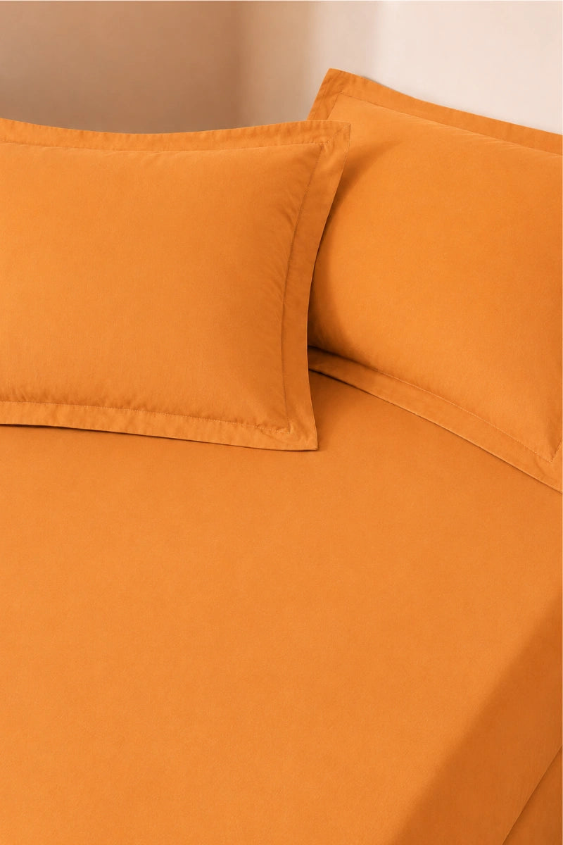 Golden Orange Solid 3-Piece Bedsheet Set