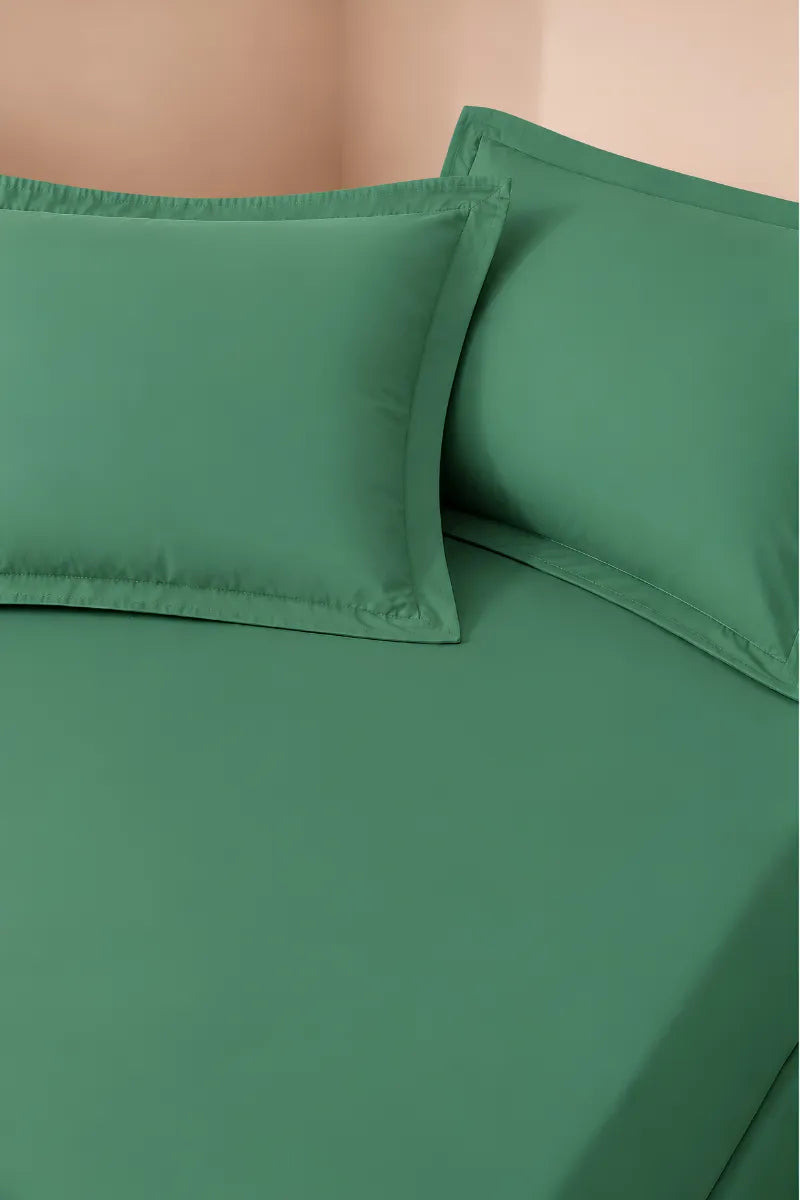 Sage Green Solid 3-Piece Bedsheet Set