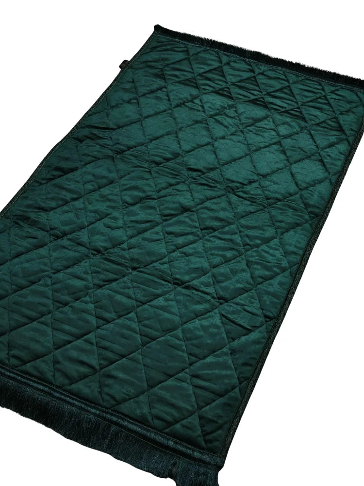 Luxury Velvet Embossed Prayer Mat (Dark Green)