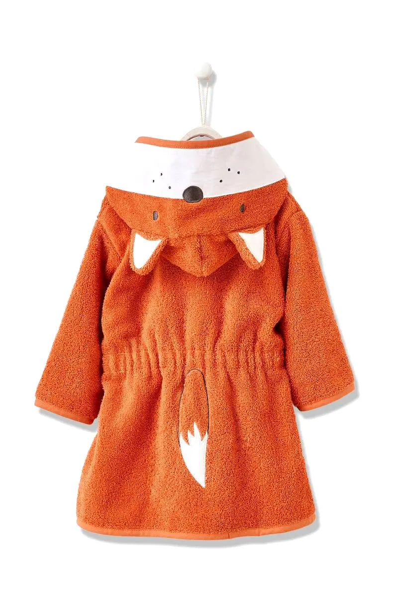 Fox Hooded Kids Bathrobe – Orange (Ages 9 Months to 3 Years)