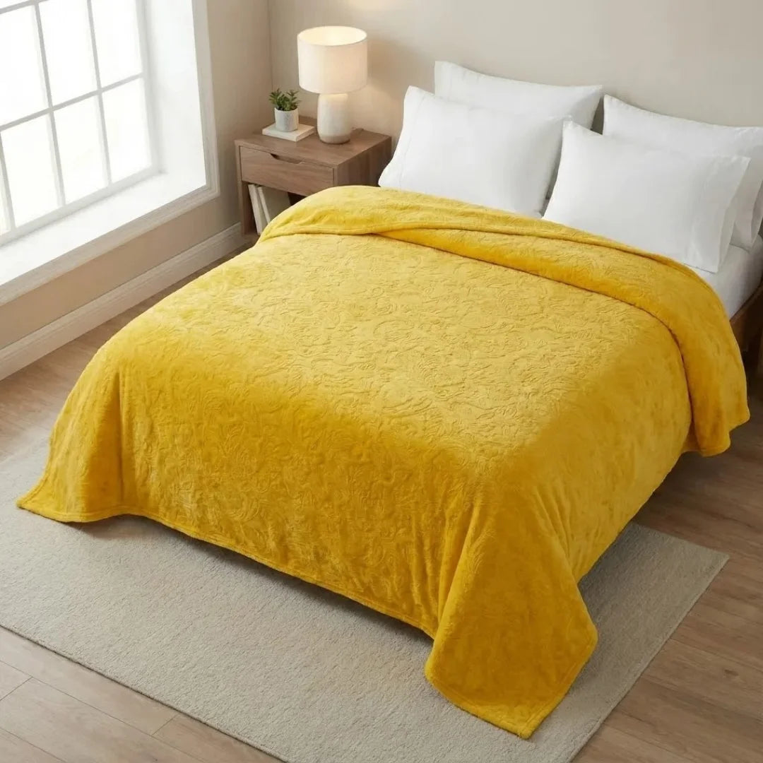 Lemon Yellow Embossed Blanket