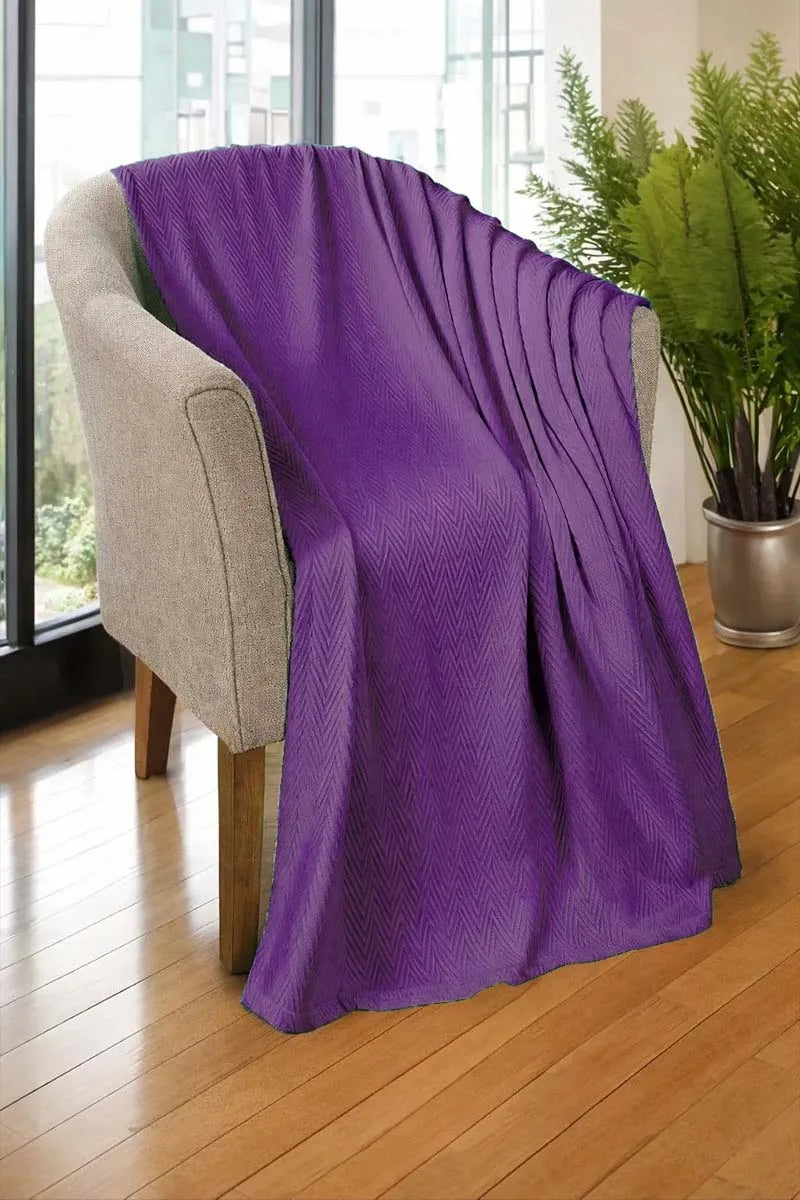 Zig-Zag Chevron Cotton Thermal Blanket – All-Season Cozy Throw