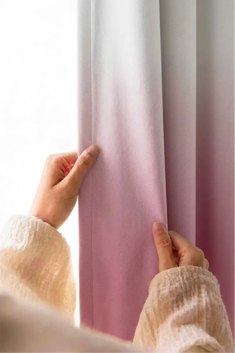 Blush Pink Dip-Dye Ombre Velvet Curtains – Set of 2 Panels