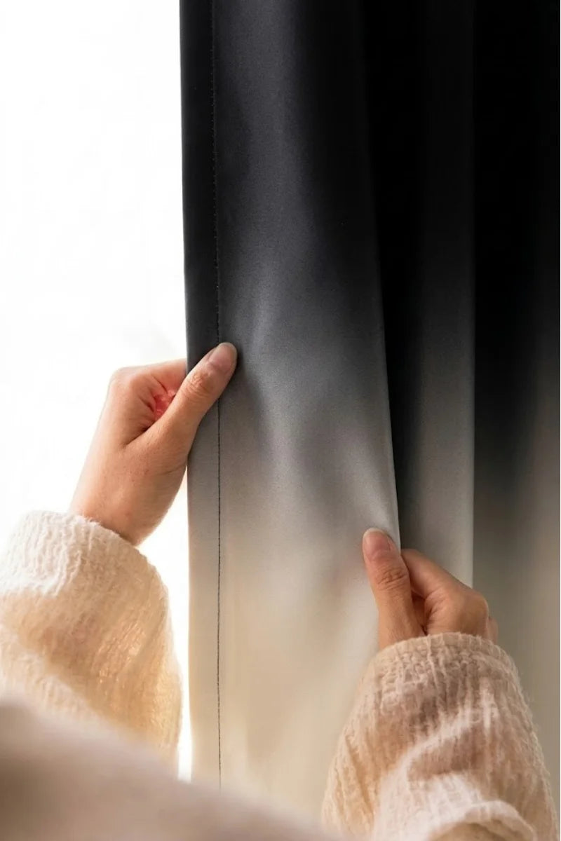 Black Frosted Ombre Velvet Curtains – Set of 2 Panels