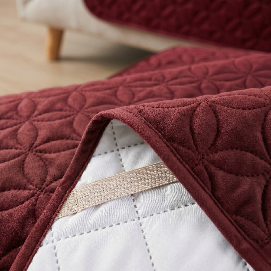 Premium Ultrasonic Quilted Sofa Cover (Maroon Colour)