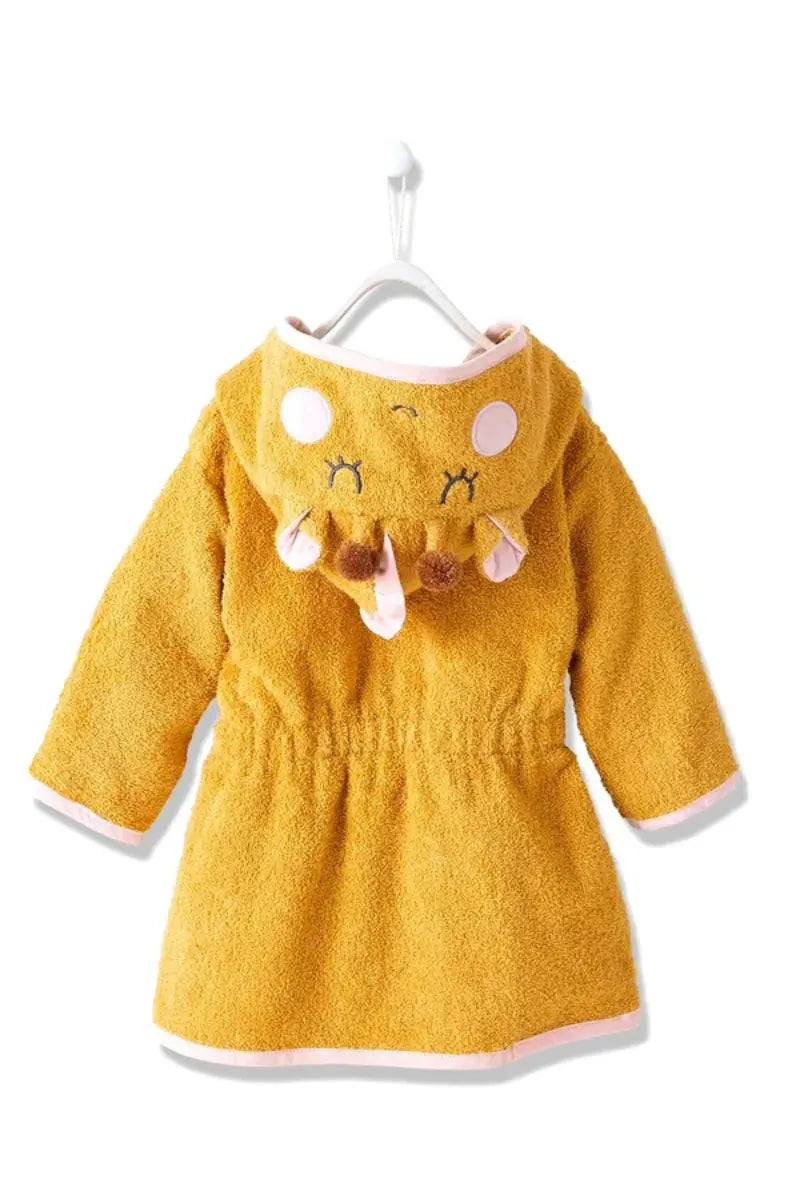 Giraffe Hooded Kids Bathrobe – Yellow (Ages 9 Months to 3 Years)