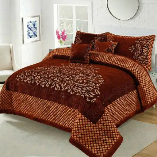 Premium Fomi Four Border Jacquard Bed Sheet Set – 4 Pcs: 1 Fomi Bed Sheet, 2 Pillow Covers, 1 Cushion Cover