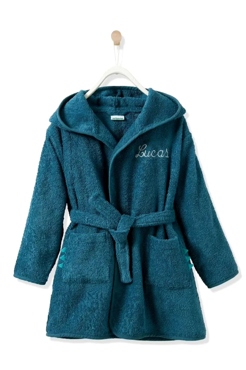 Dinosaur Hooded Kids Bathrobe – Dark Blue (Ages 4 to 10)