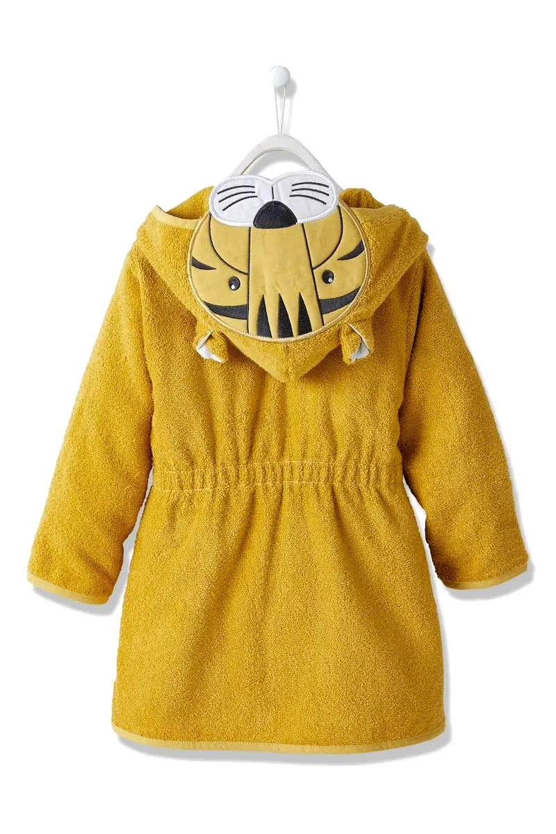 Tiger Hooded Kids Bathrobe – Yellow (Ages 4 to 10)