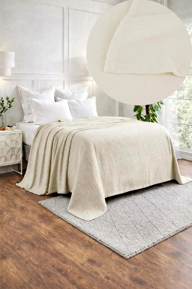 Zig-Zag Chevron Cotton Thermal Blanket – All-Season Cozy Throw