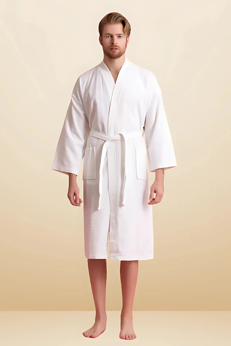 Luxurious White Men’s Bathrobe – Soft & Elegant