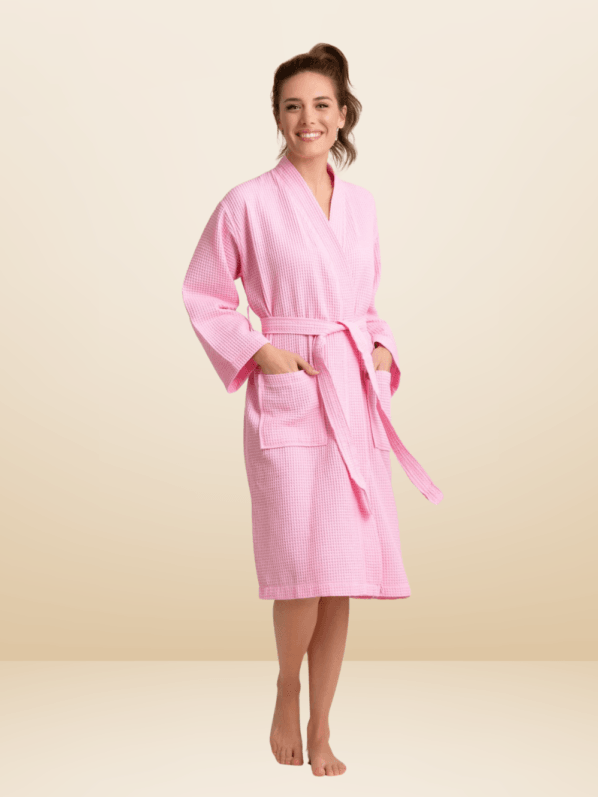 Pink Bathrobe waffle design 100% cotton | women