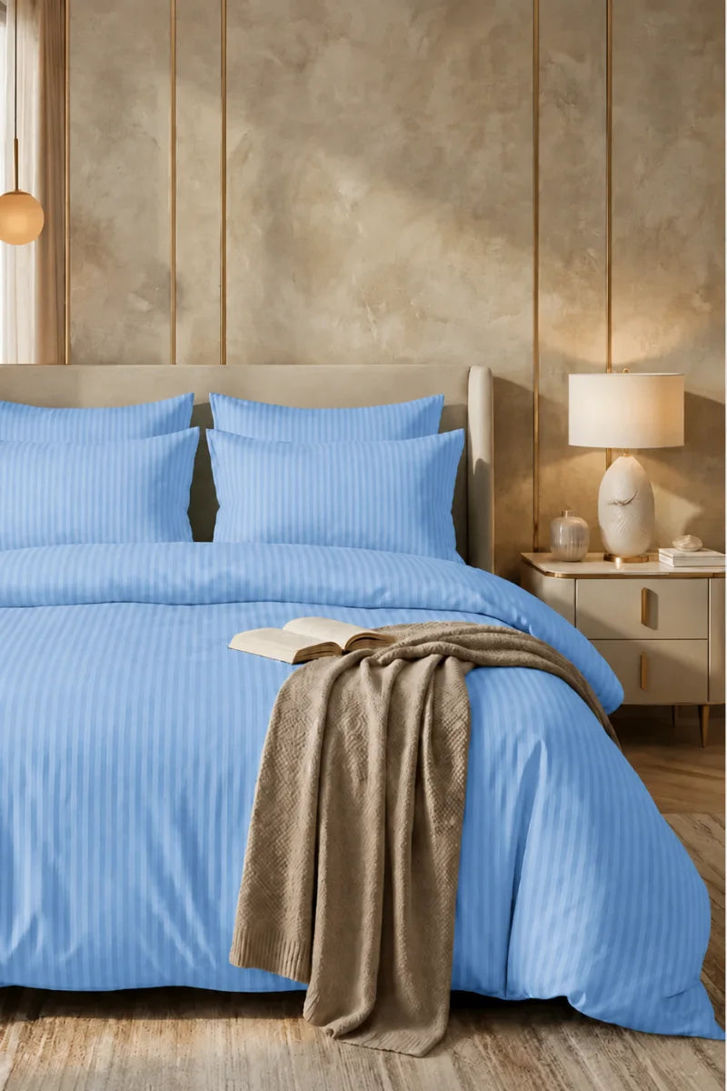 Sky Blue Quilt Cover Set (6PCS - King Size)