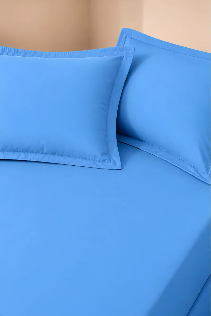Sky Blue Solid 3-Piece Bedsheet Set