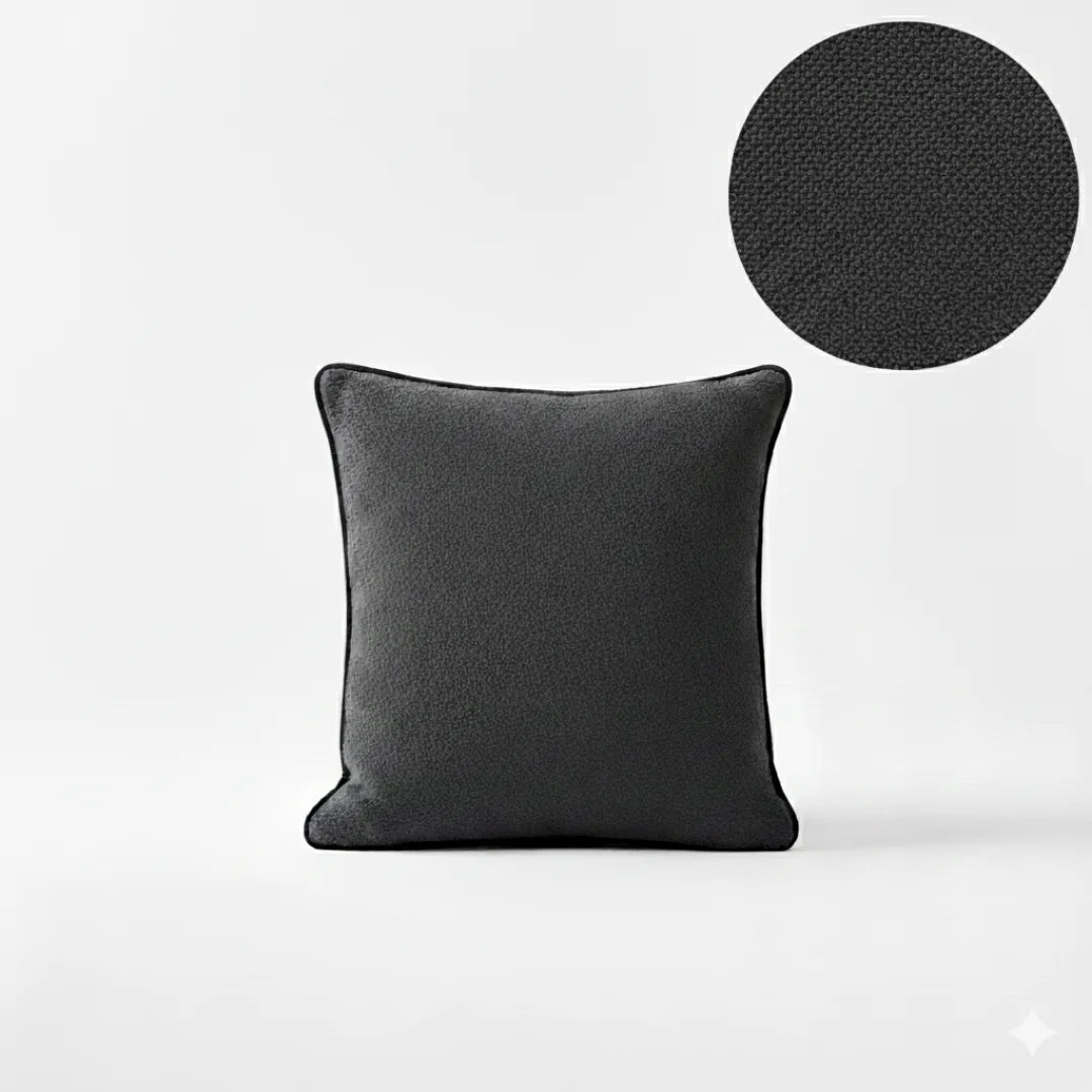 Dark Gray Modern Terry Cushion – Soft Texture & Hidden Zip (Pack of 2)