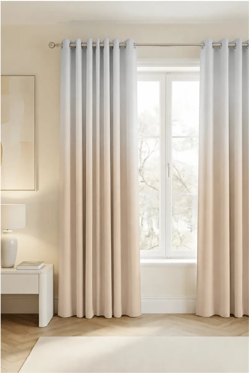 Soft Taupe (#E1CFBE) Dip-Dye Ombre Velvet Curtains – Set of 2 Panels