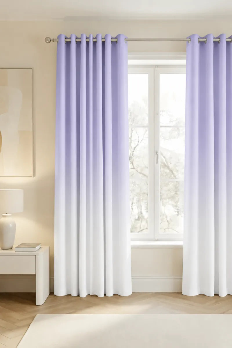 Lavender (#C7C0F0) Frosted Ombre Velvet Curtains – Set of 2 Panels