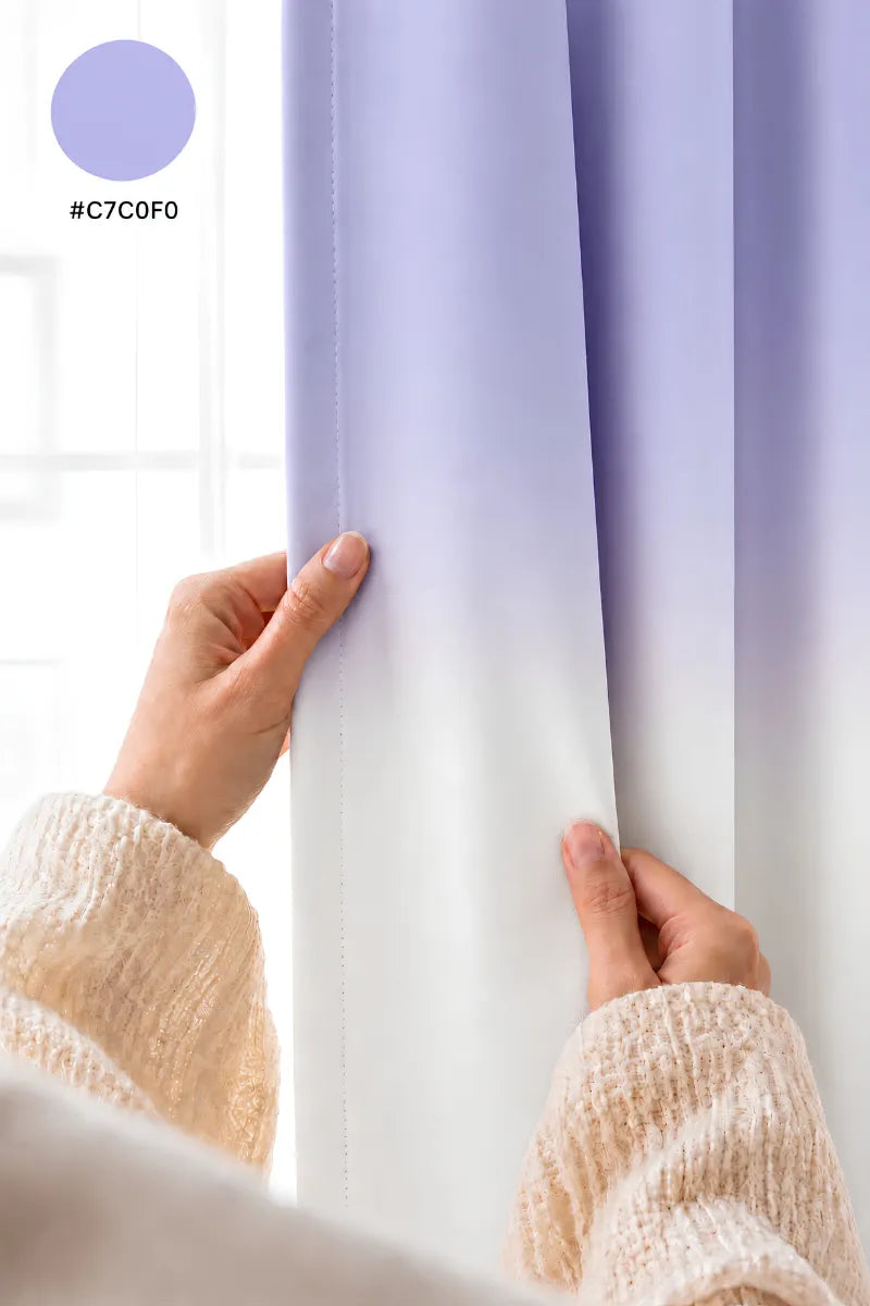 Lavender (#C7C0F0) Frosted Ombre Velvet Curtains – Set of 2 Panels