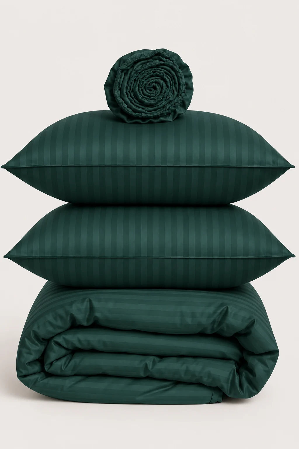 Dark Green Quilt Cover Set (6PCS - King Size)