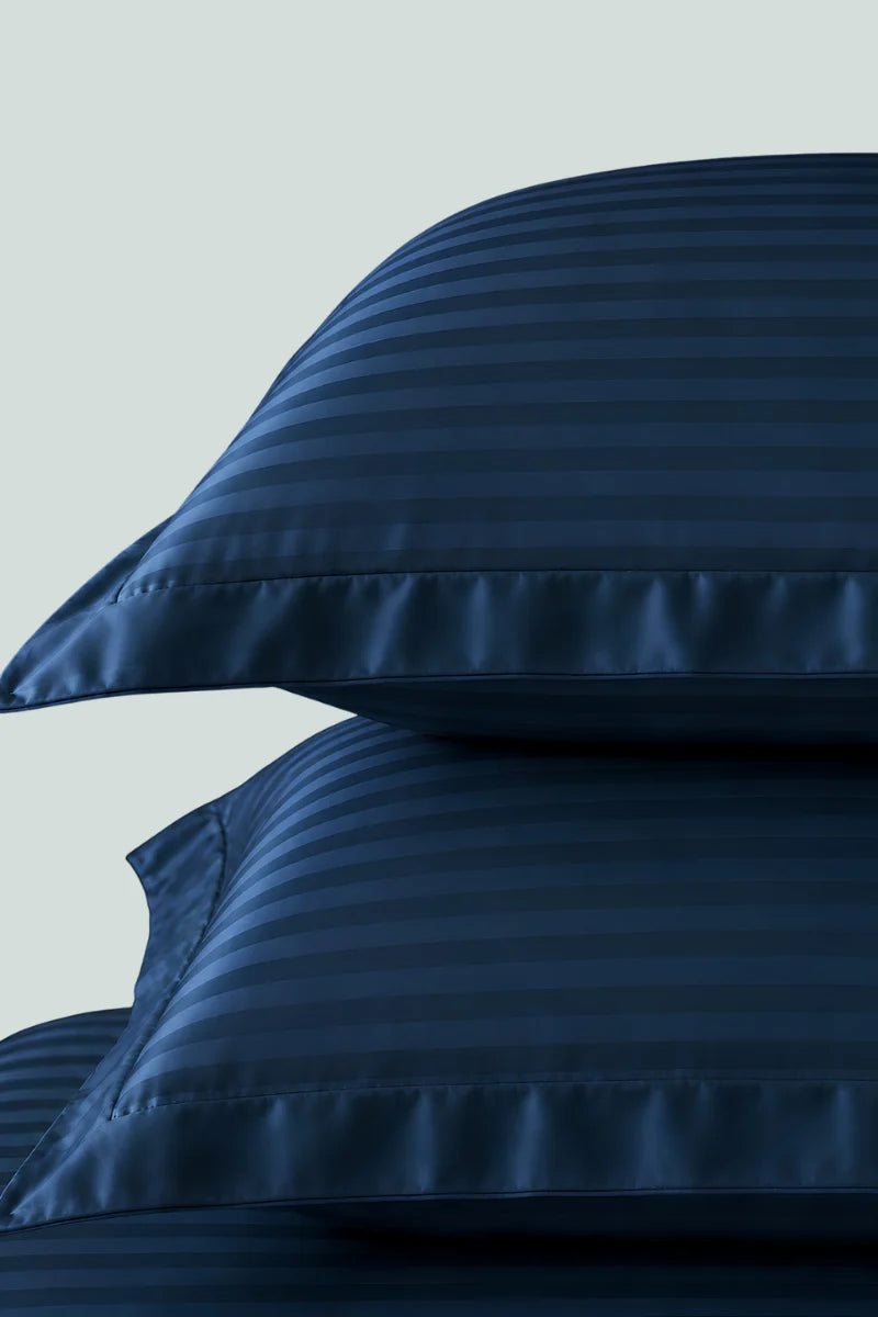 Royal Teal Stripe Fitted Bedsheet - King Size