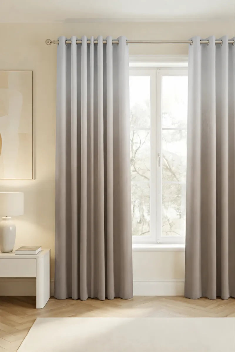 Warm Taupe (#A39892) Dip-Dye Ombre Velvet Curtains – Set of 2 Panels