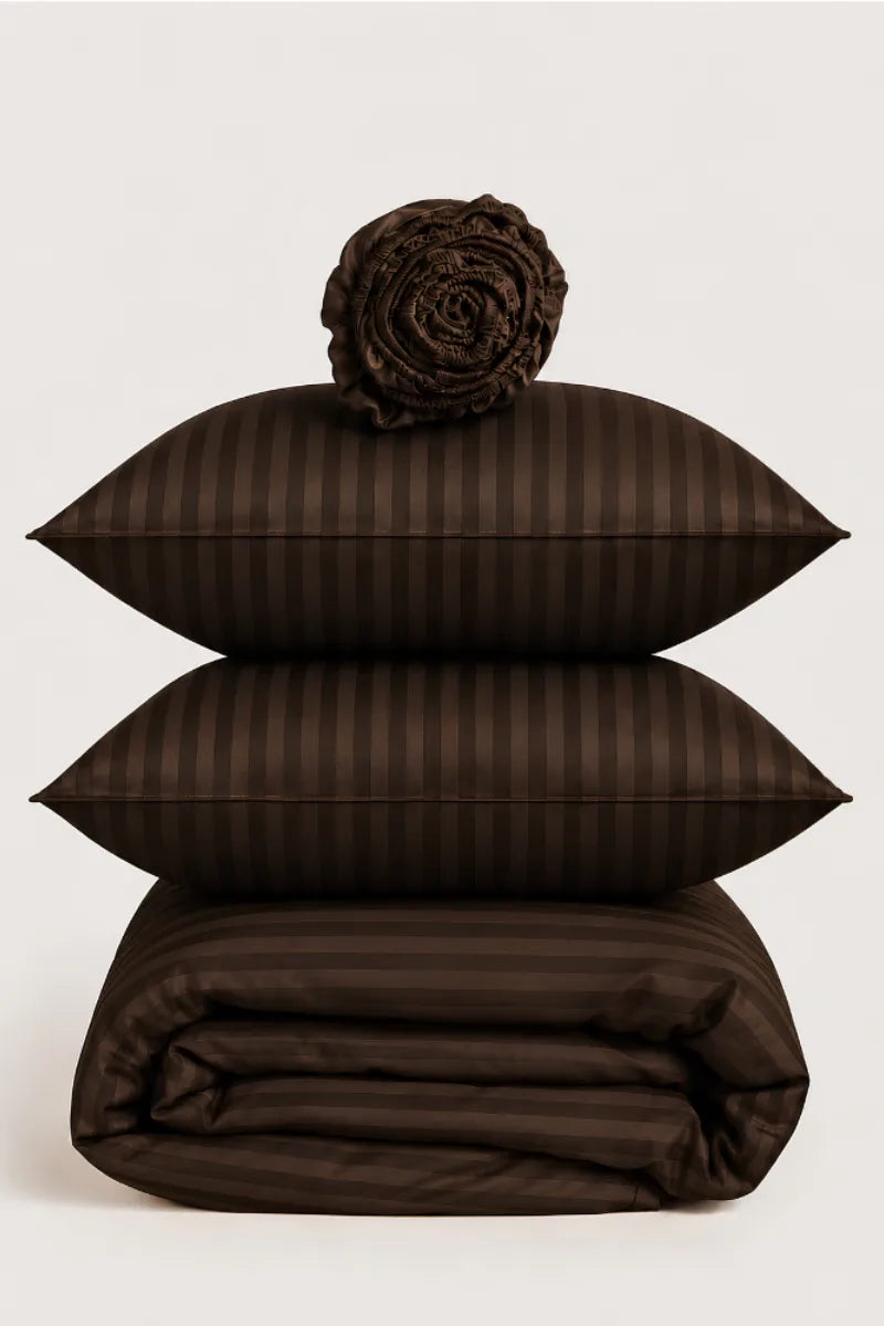 Dark Chocolate Brown Quilt Cover Set (6PCS - King Size)