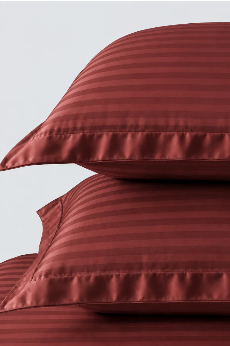 Burgundy Stripe Fitted Bedsheet - King Size
