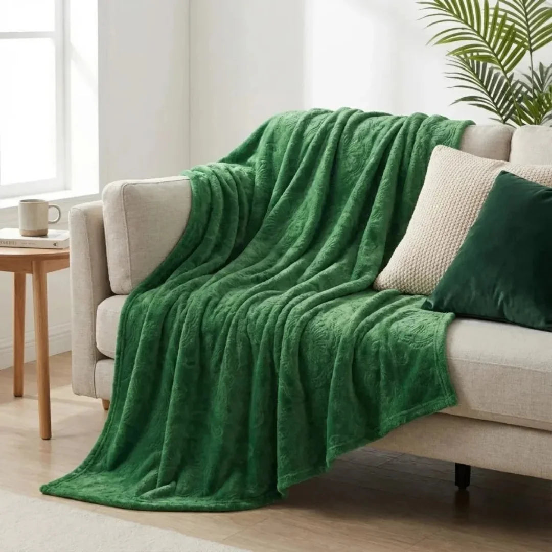 Premium Green Dyed Embossed AC Fleece Blanket