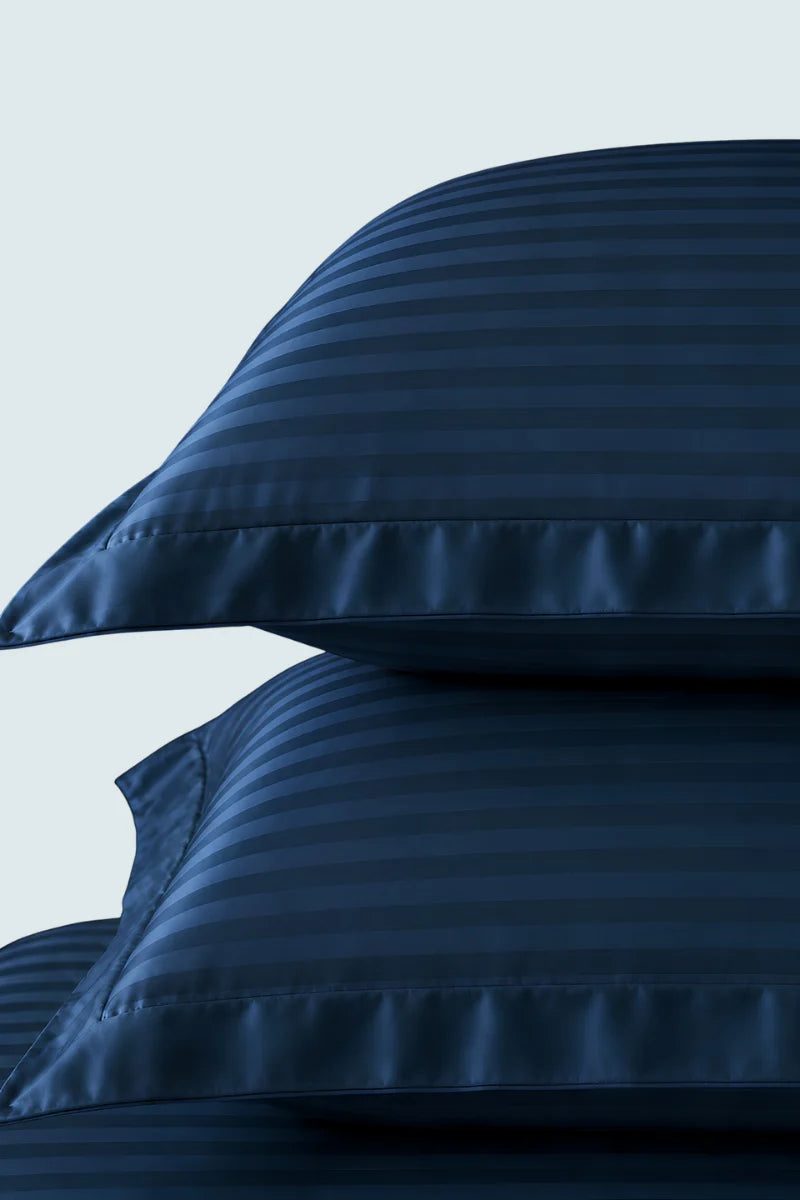 Royal Teal Stripe Fitted Bedsheet - King Size