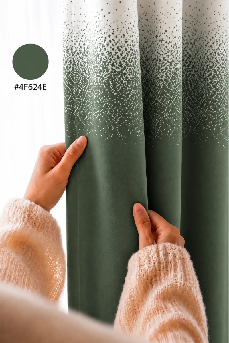 Forest Green (#4F624E) Speckled Ombre Velvet Curtains – Set of 2 Panels