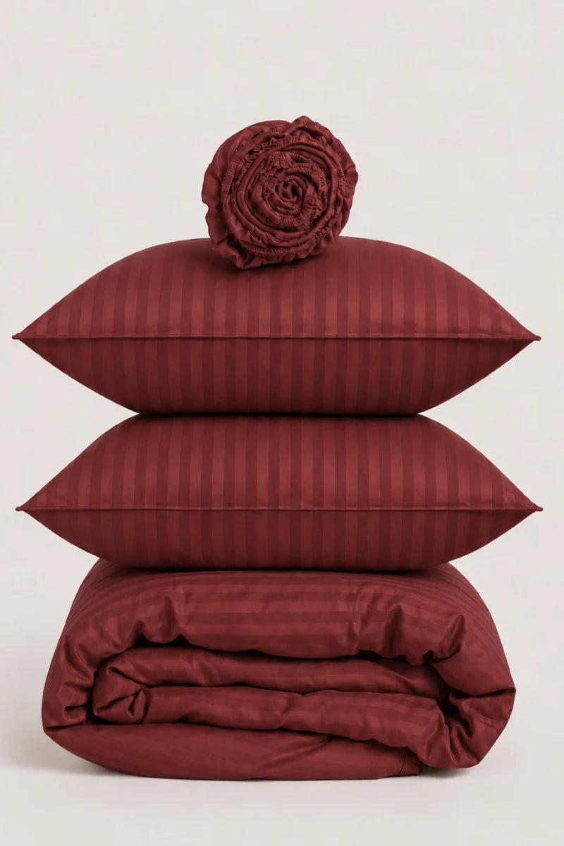 Burgundy Quilt Cover Set (6PCS - King Size)