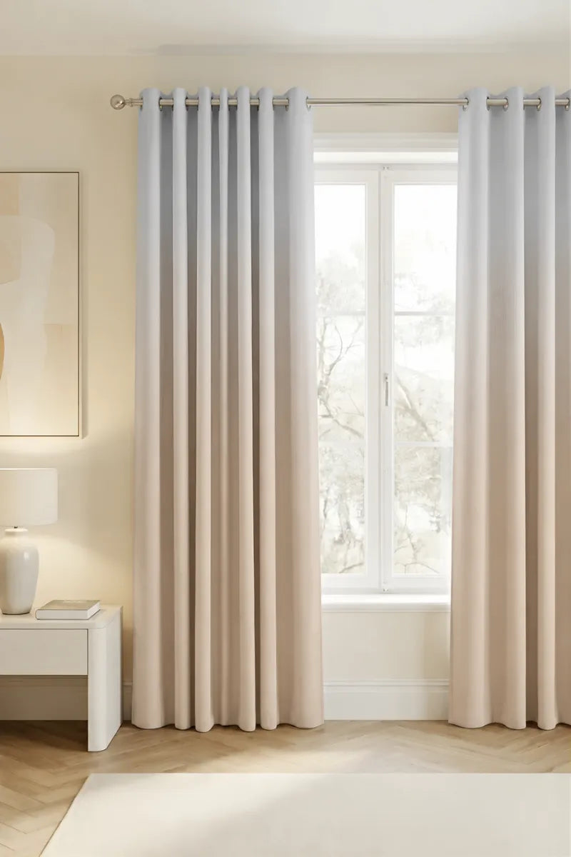 Soft Linen Beige (#DFCEBE) Dip-Dye Ombre Velvet Curtains – Set of 2 Panels