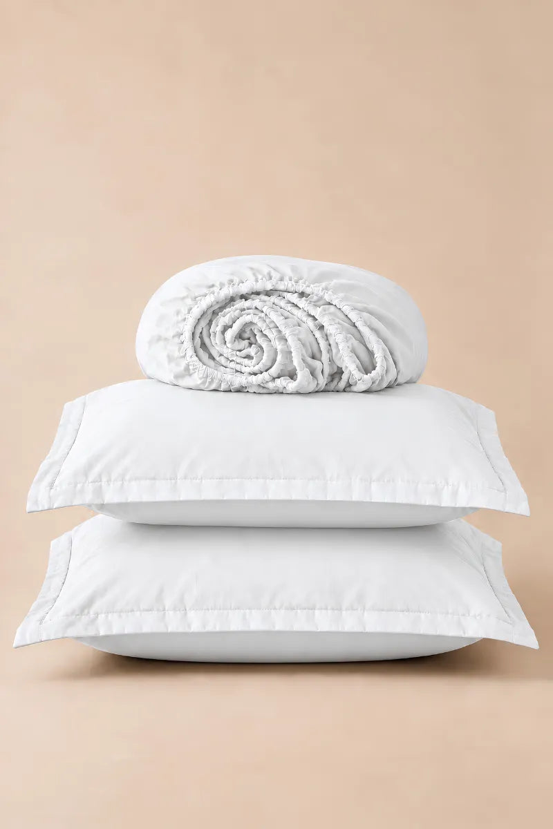 Pure White Solid 3-Piece Bedsheet Set
