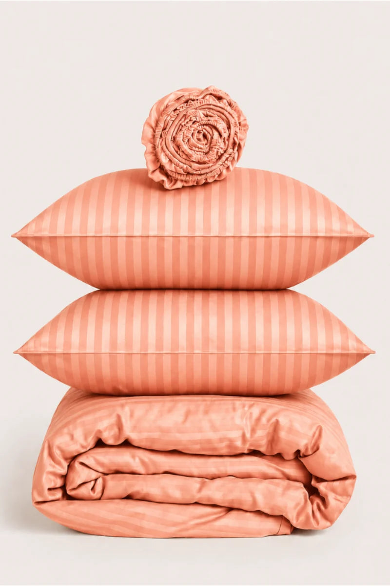 Peach Coral Quilt Cover Set (6PCS - King Size)