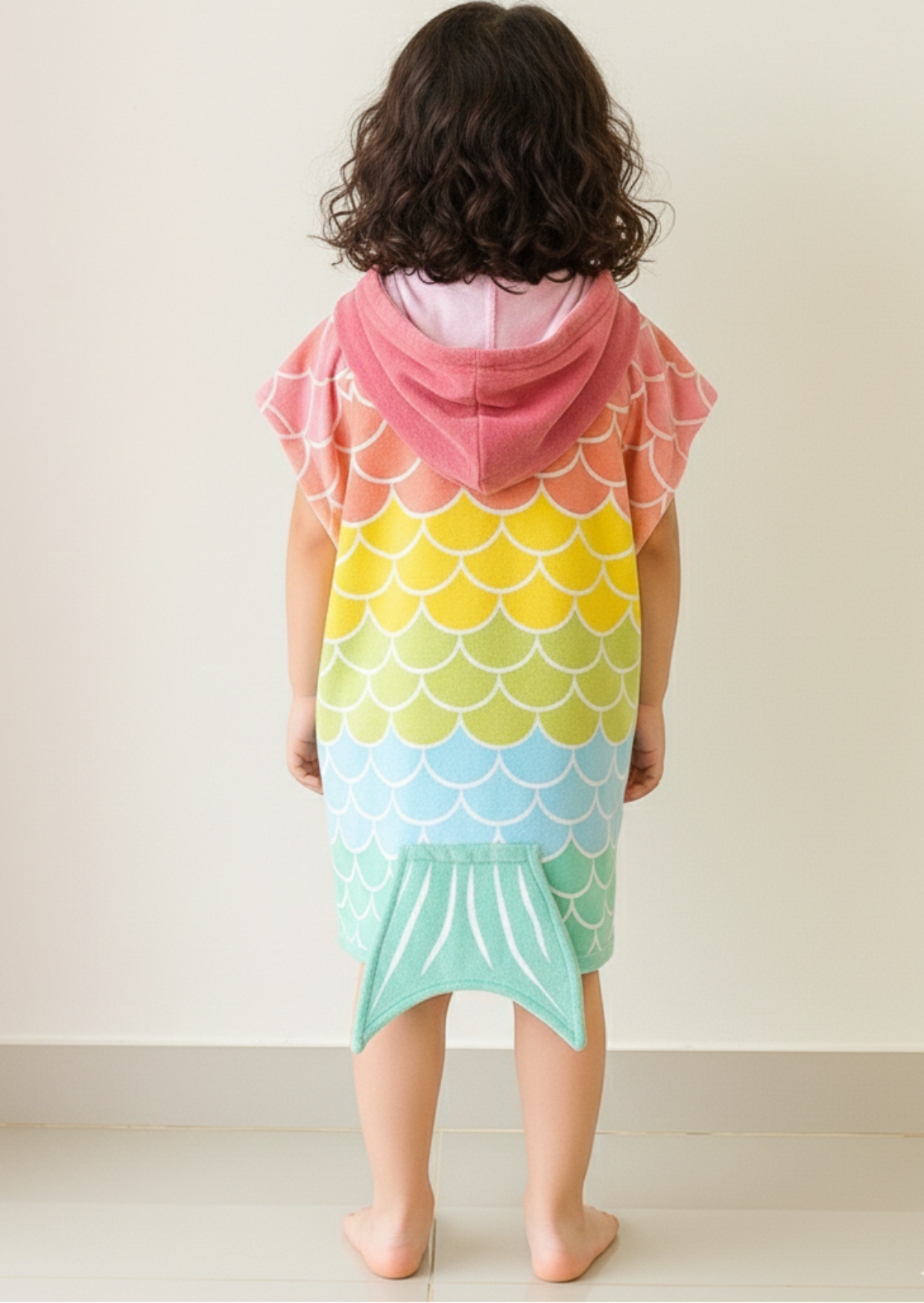 Fluffy Hooded Poncho for Kids – Perfect for Bath & Beach