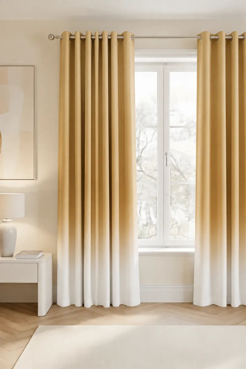 Champagne Gold (#C39F67) Ombre Velvet Curtains – Set of 2 Panels