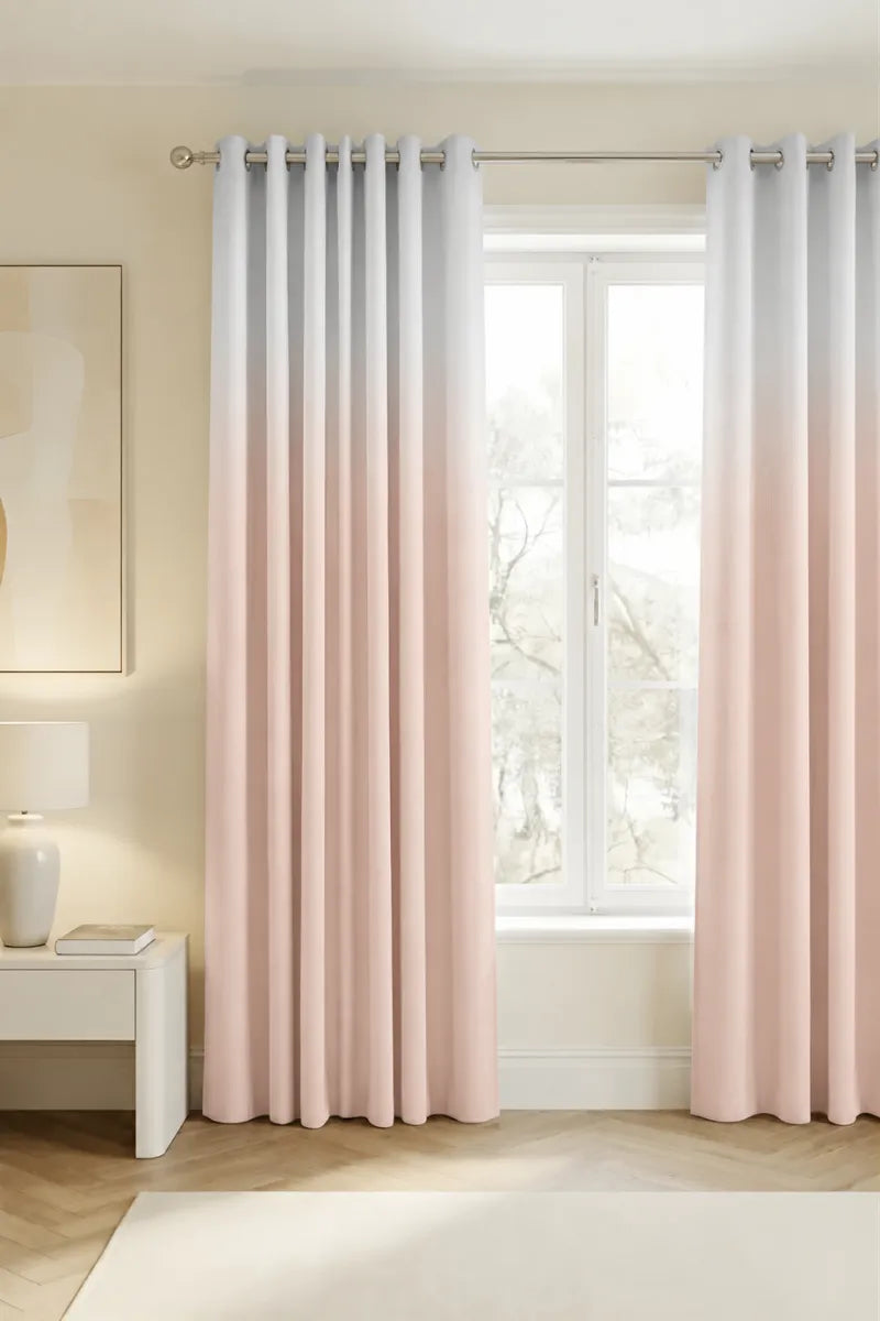 Blush Pink (#ECD8D1) Dip-Dye Ombre Velvet Curtains – Set of 2 Panels