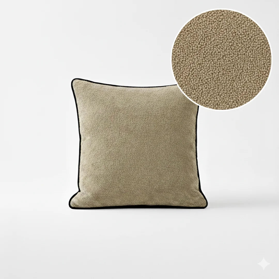 Light Brown Modern Terry Cushion – Soft Texture & Hidden Zip (Pack of 2)