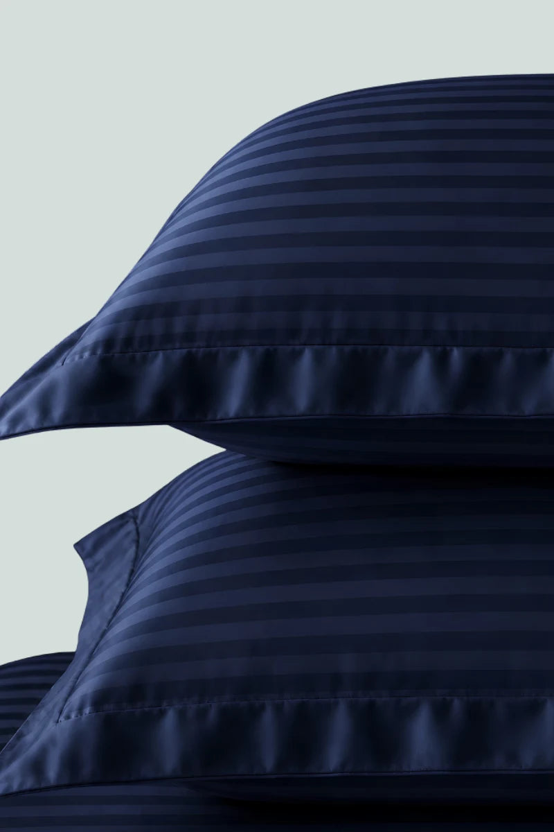 Navy Blue Stripe Fitted Bedsheet - King Size