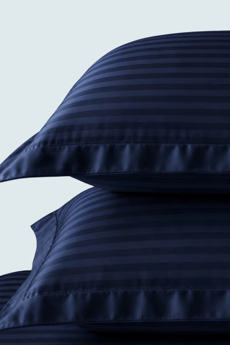 Navy Blue Stripe Fitted Bedsheet - King Size