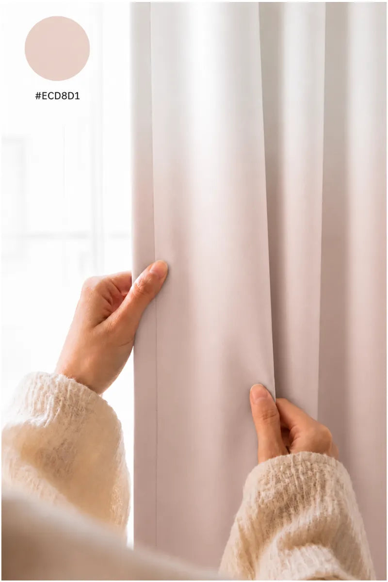 Blush Pink (#ECD8D1) Dip-Dye Ombre Velvet Curtains – Set of 2 Panels