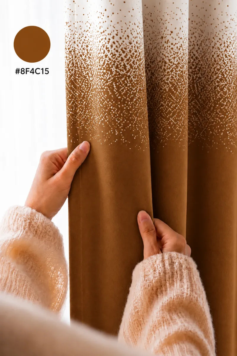Caramel Brown (#8F4C15) Speckled Ombre Velvet Curtains – Set of 2 Panels