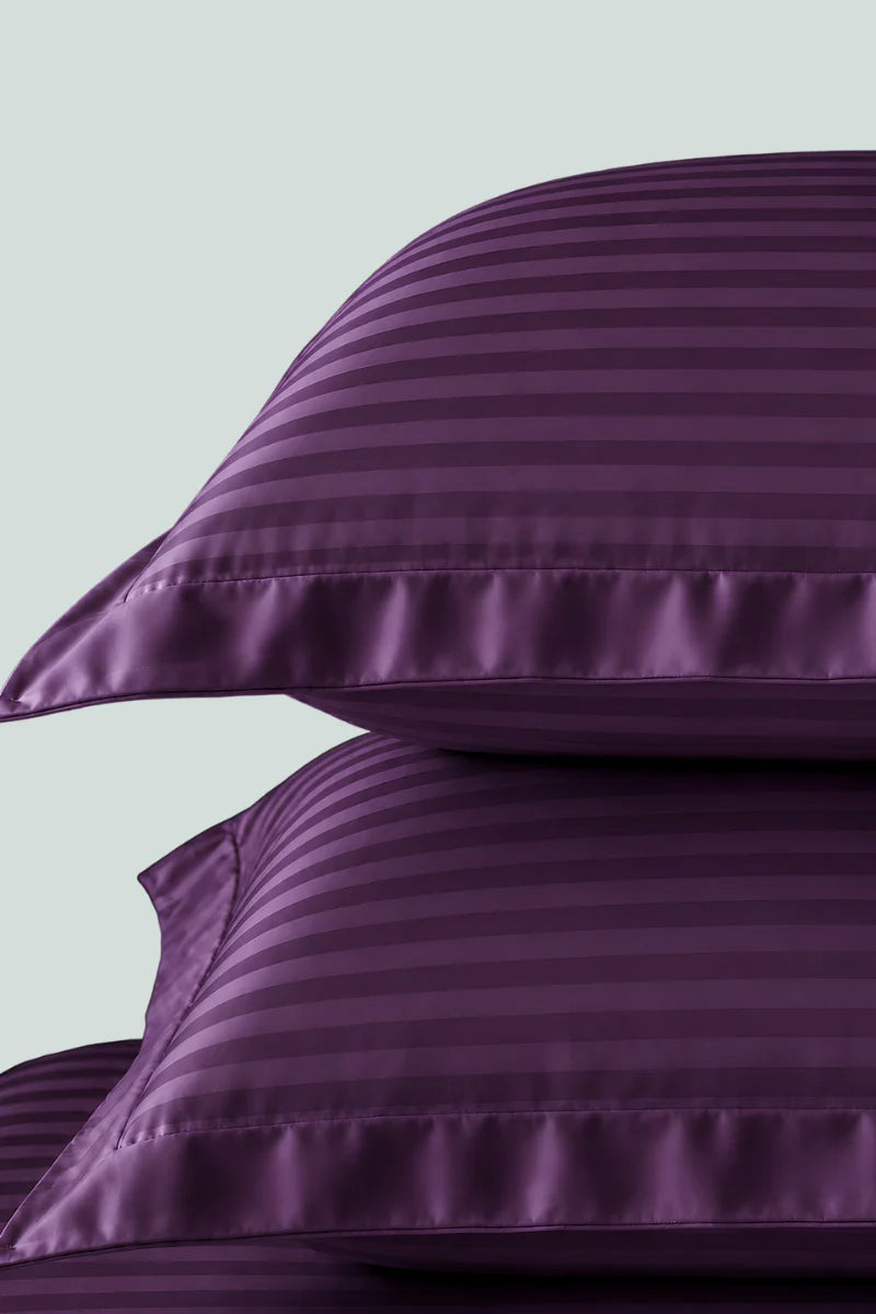 Deep Purple Stripe Fitted Bedsheet - King Size