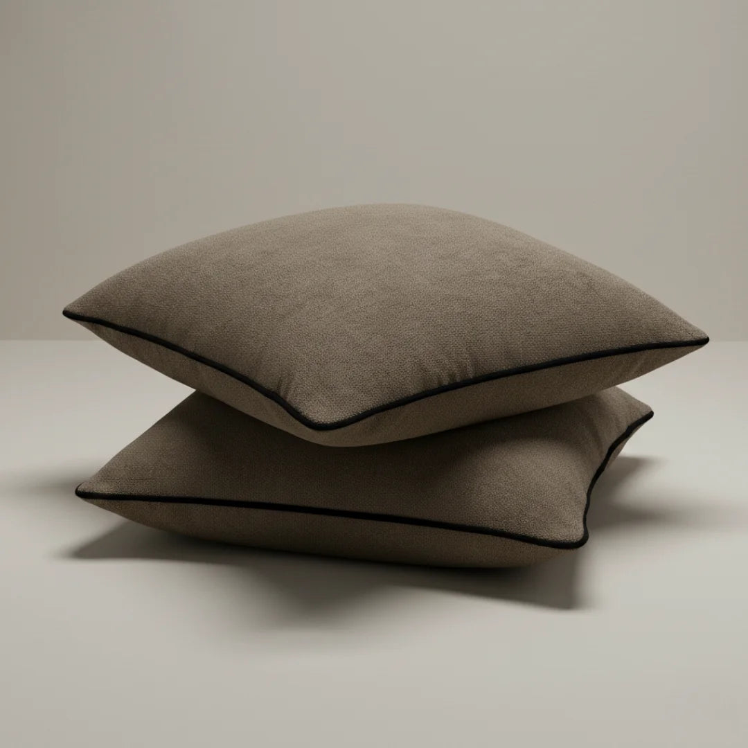 Crossley Brown Modern Terry Cushion – Soft Texture & Hidden Zip (Pack of 2)