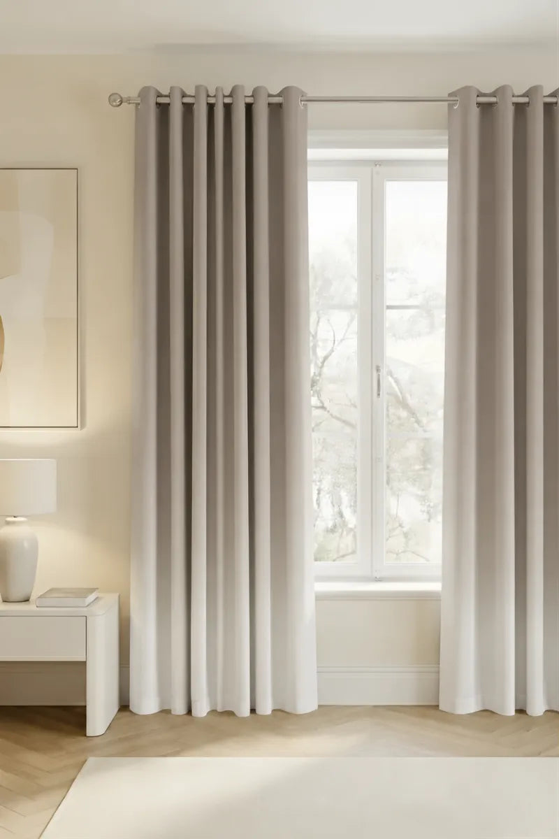 Warm Taupe (#A39892) Frosted Ombre Velvet Curtains – Set of 2 Panels