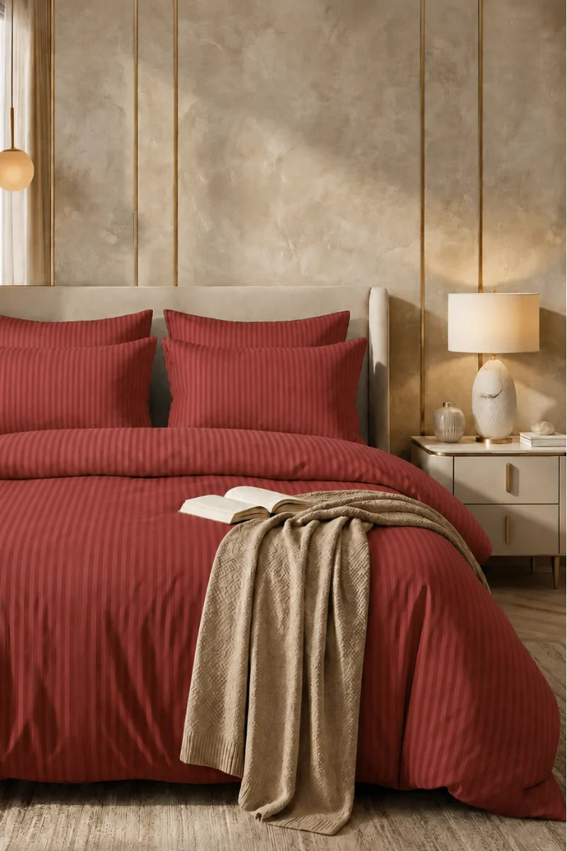 Burgundy Quilt Cover Set (6PCS - King Size)