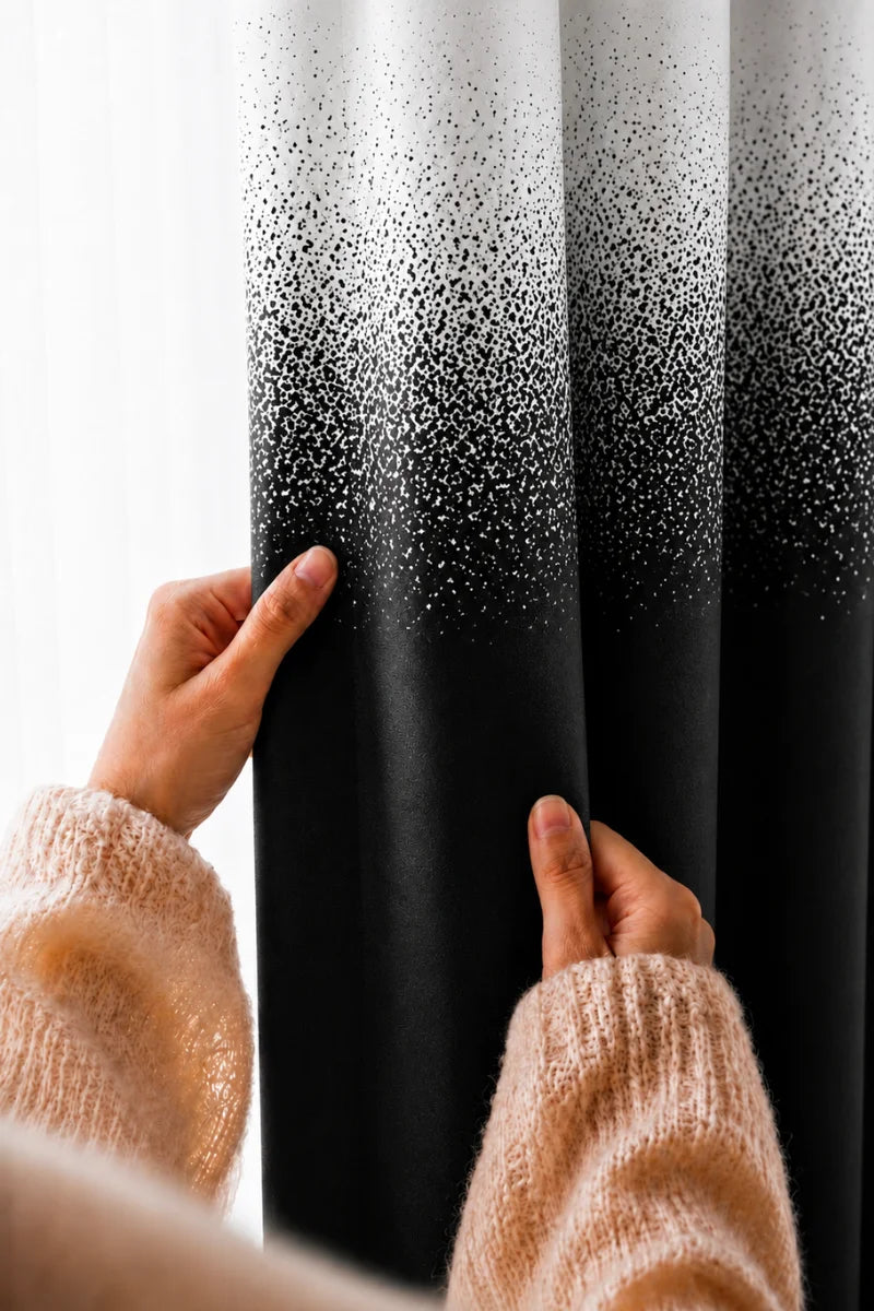 Black Speckled Ombre Velvet Curtains – Set of 2 Panels